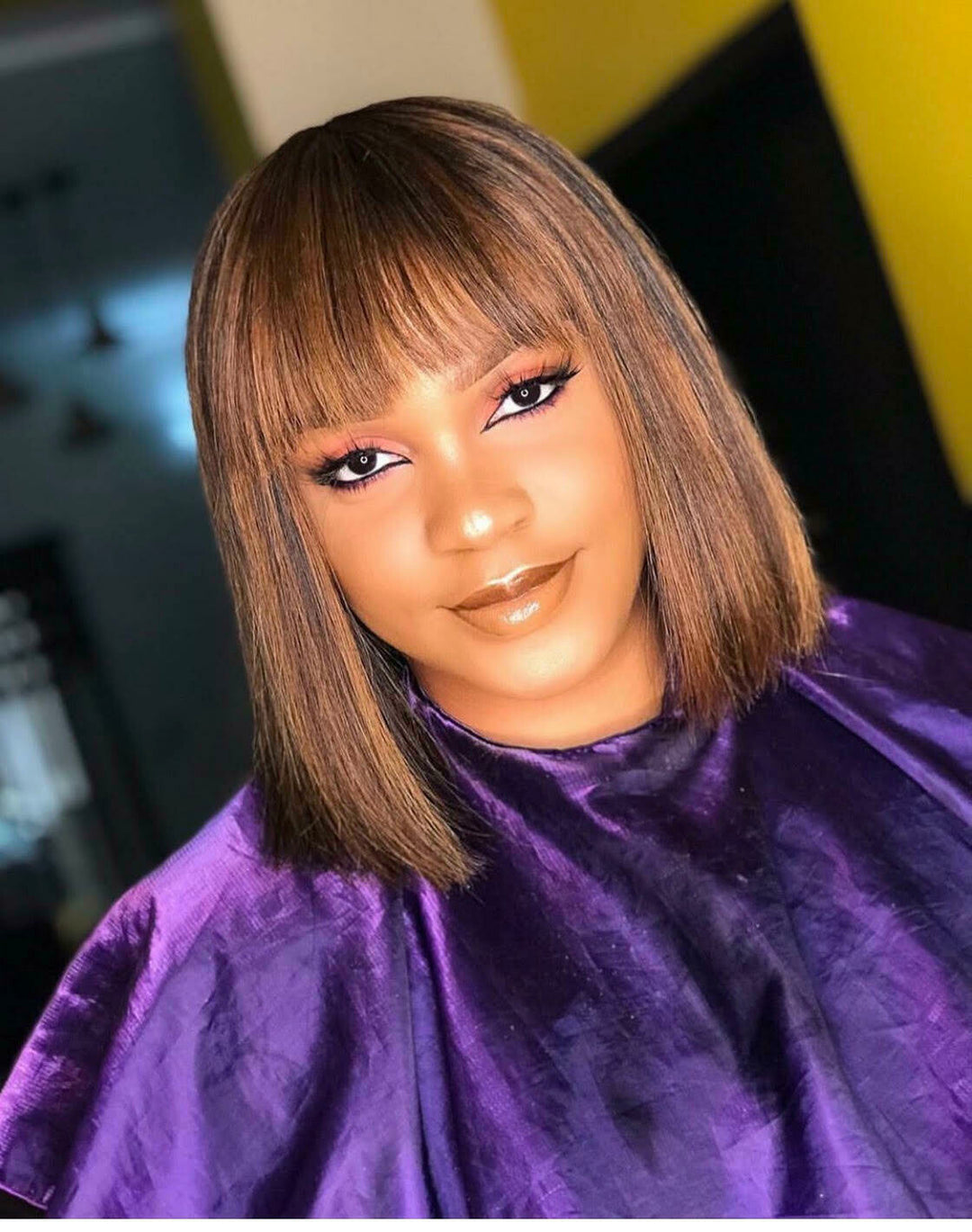 brown bangs wig