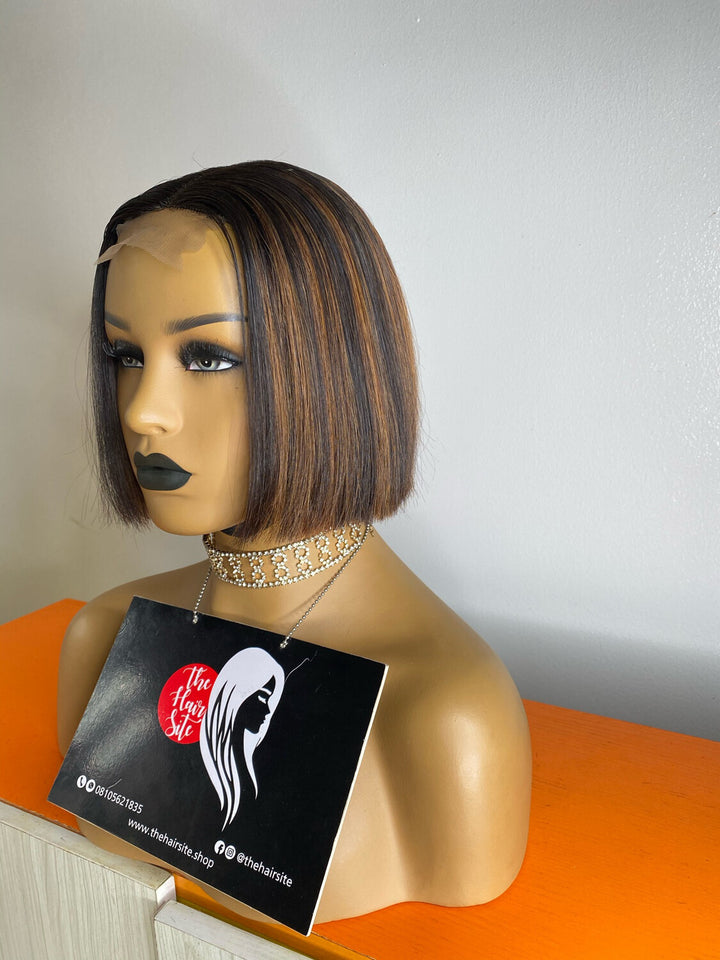 BROWN HIGHLIGHTS  STRAIGHT BOB WIG