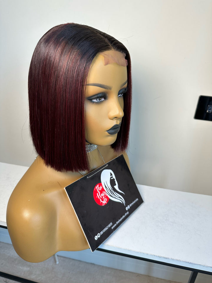 2 x 6 burgundy bob  wig